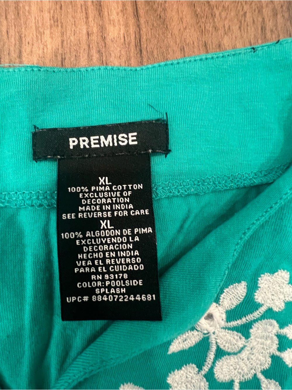 Premise toruoise white embroidered